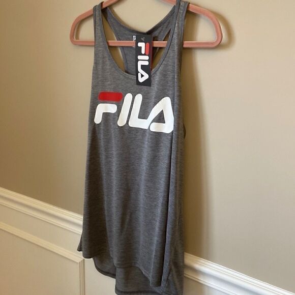 𝅺FILA | Grey Racer Back Graphic Training Tank , Size Large, NWT - Picture 2 of 13
